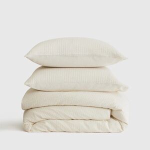 NWT Quince Organic‎ Luxe Honeycomb Duvet Cover Set Twin Sham Undyed Cotton New